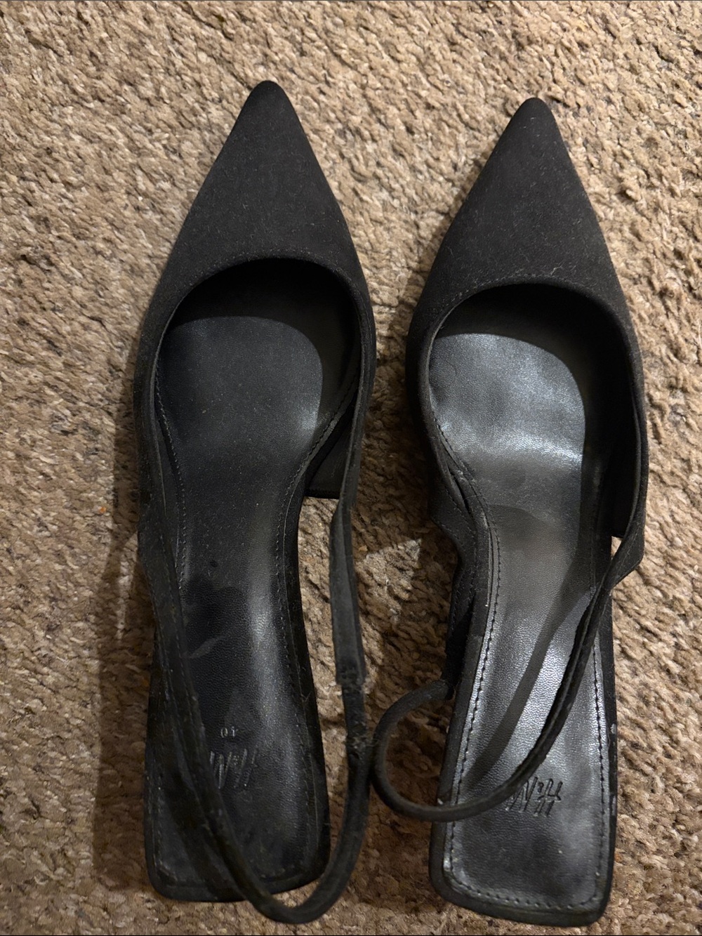 H&M Black Pointed-Toe Slingback Heels